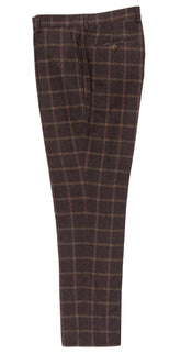 Men’s Checked Brown Wool Blend Trousers
